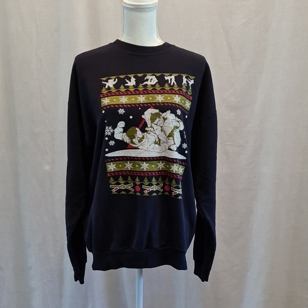 5/$15 Festive Black Sweater with Holiday Design